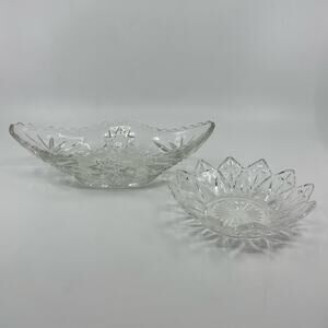 MCM Federal Petal Glass Dish and Anchor Hocking Star of David Olive/Gravy Bowl